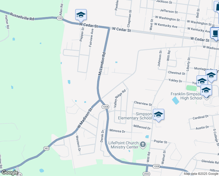 map of restaurants, bars, coffee shops, grocery stores, and more near 930 West Madison Street in Franklin