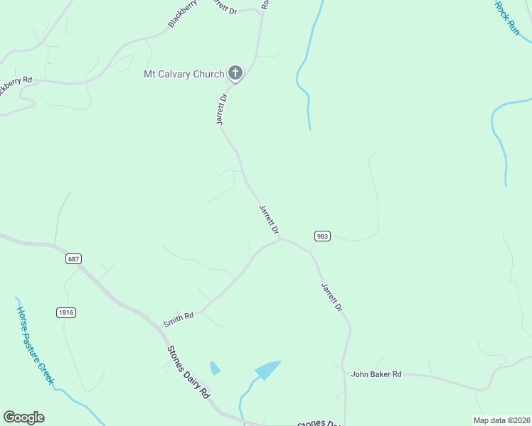 map of restaurants, bars, coffee shops, grocery stores, and more near Jarrett Drive in Bassett