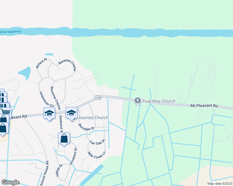 map of restaurants, bars, coffee shops, grocery stores, and more near 1708 Mount Pleasant Road in Chesapeake