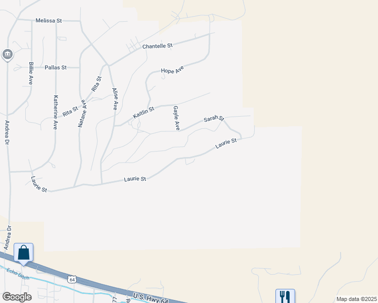 map of restaurants, bars, coffee shops, grocery stores, and more near 7100 Laurie Street in Farmington