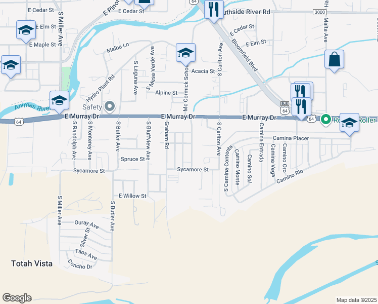 map of restaurants, bars, coffee shops, grocery stores, and more near 1205 Griffin Avenue in Farmington