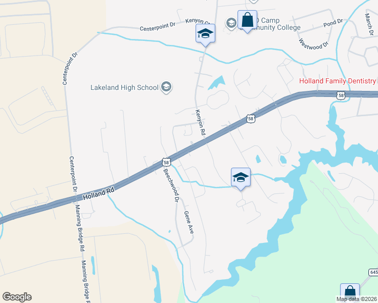 map of restaurants, bars, coffee shops, grocery stores, and more near 2017 U.S. 58 in Suffolk