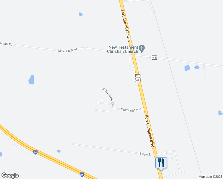 map of restaurants, bars, coffee shops, grocery stores, and more near Alysheba Court in Oak Grove