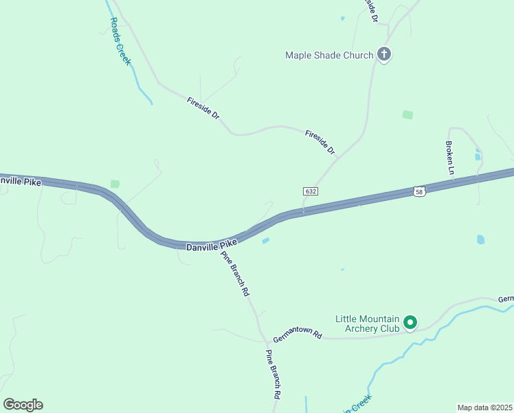 map of restaurants, bars, coffee shops, grocery stores, and more near Danville Pike in Laurel Fork