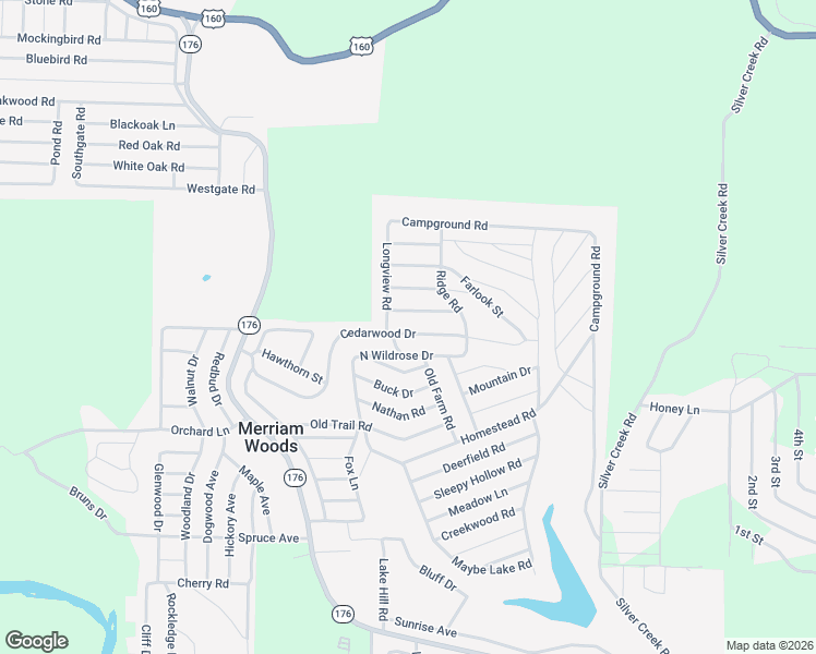 map of restaurants, bars, coffee shops, grocery stores, and more near 2007 Cedarwood Drive in Merriam Woods