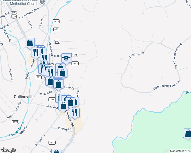 map of restaurants, bars, coffee shops, grocery stores, and more near 17 Thomas Road in Collinsville