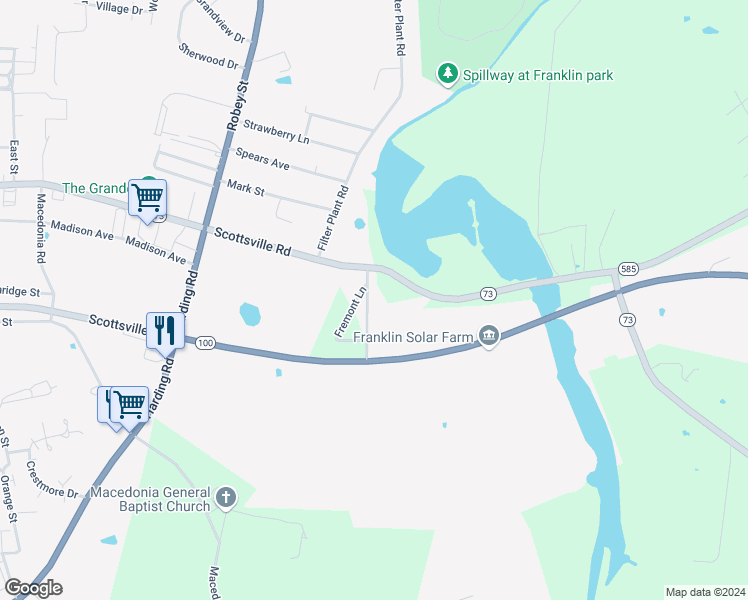 map of restaurants, bars, coffee shops, grocery stores, and more near 150-190 Crestview Drive in Franklin