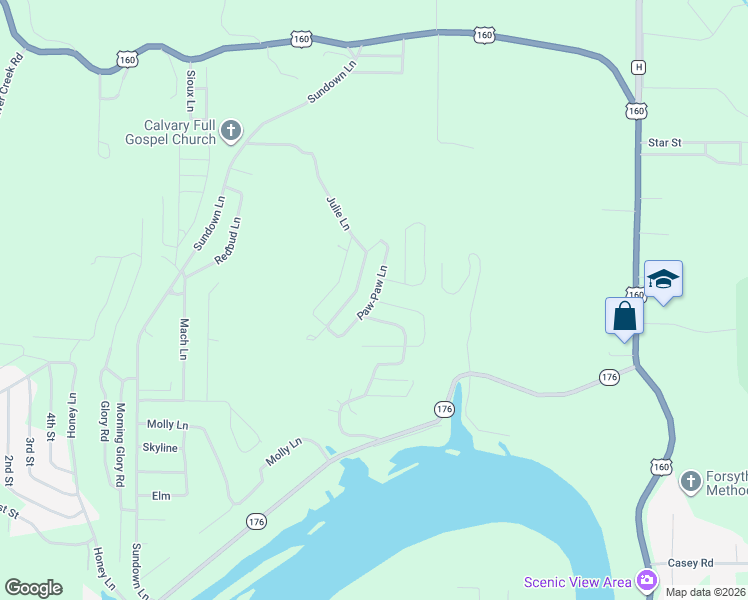map of restaurants, bars, coffee shops, grocery stores, and more near 101 Paw-Paw Lane in Forsyth