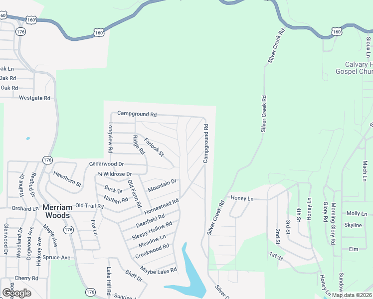 map of restaurants, bars, coffee shops, grocery stores, and more near Sandstone Road in Merriam Woods