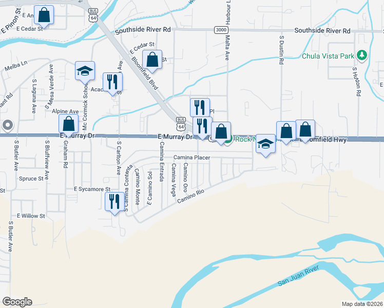 map of restaurants, bars, coffee shops, grocery stores, and more near 1921 Old Bloomfield Highway in Farmington