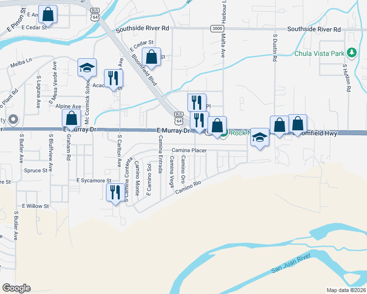 map of restaurants, bars, coffee shops, grocery stores, and more near 1921 Old Bloomfield Highway in Farmington