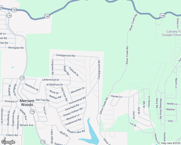 map of restaurants, bars, coffee shops, grocery stores, and more near Sandstone Road in Merriam Woods