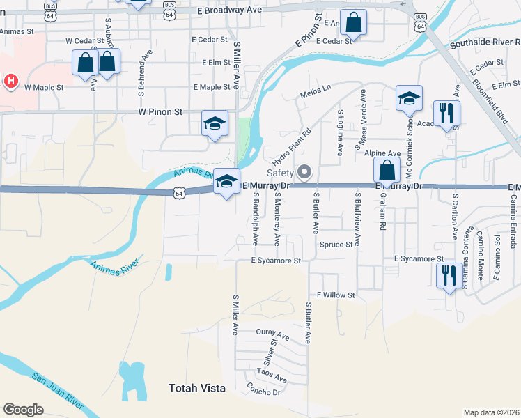 map of restaurants, bars, coffee shops, grocery stores, and more near 925-929 S Bowen Ave in Farmington