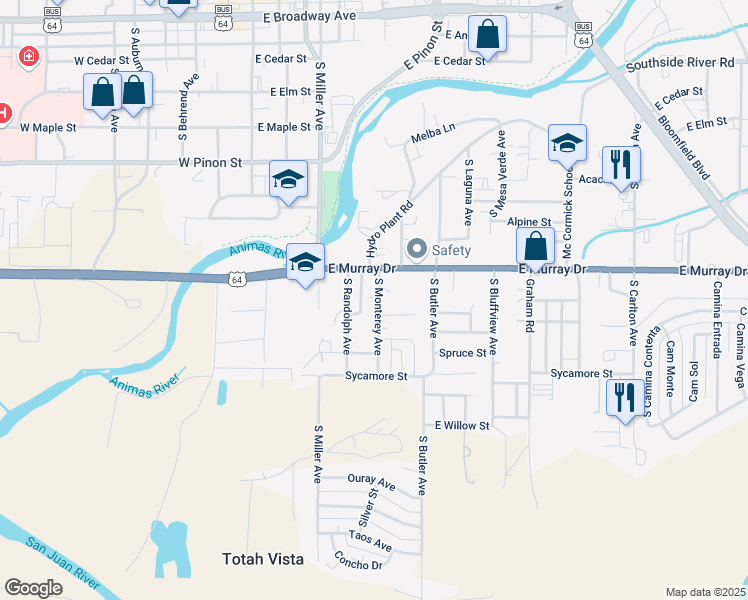map of restaurants, bars, coffee shops, grocery stores, and more near 925-929 S Bowen Ave in Farmington