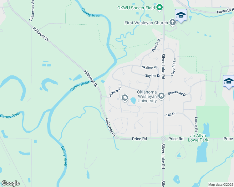 map of restaurants, bars, coffee shops, grocery stores, and more near 2215 Venus Court in Bartlesville