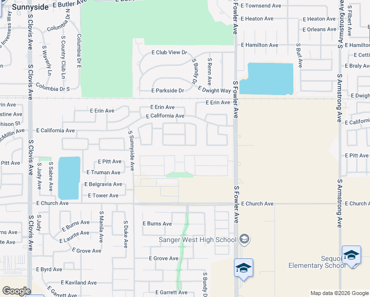 map of restaurants, bars, coffee shops, grocery stores, and more near 5872 Florence Avenue in Fresno