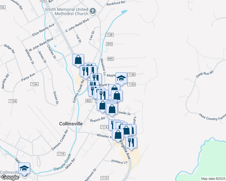 map of restaurants, bars, coffee shops, grocery stores, and more near Primary School Road in Collinsville
