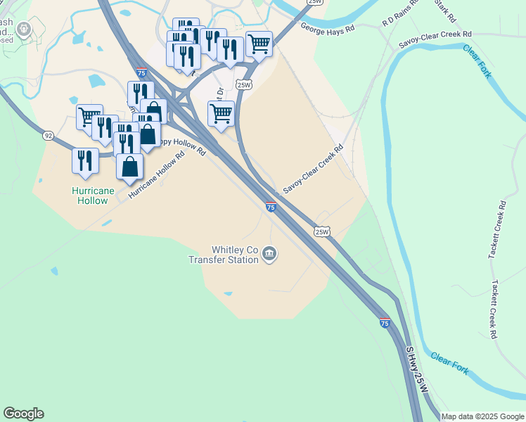 map of restaurants, bars, coffee shops, grocery stores, and more near Happy Hollow Road in Williamsburg