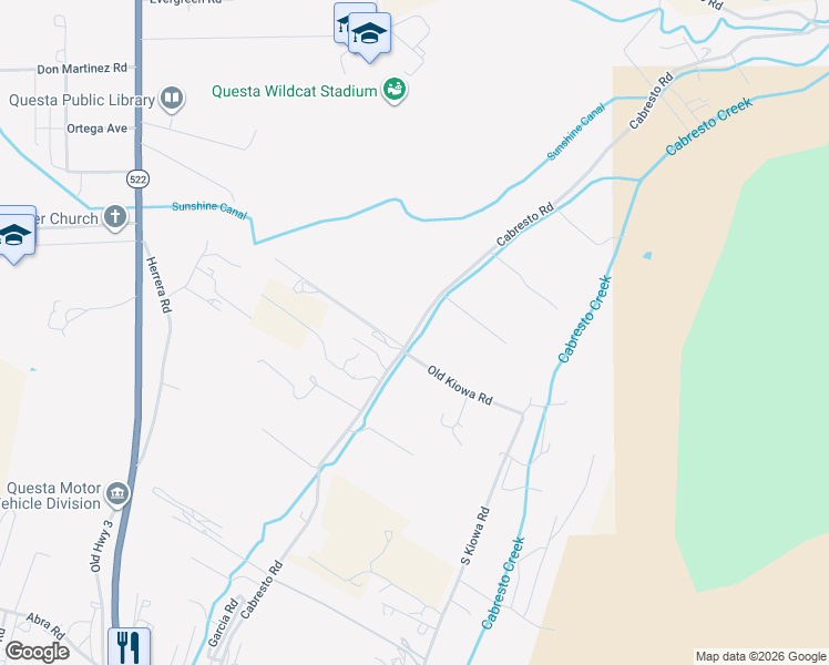 map of restaurants, bars, coffee shops, grocery stores, and more near Cabresto Road in Questa