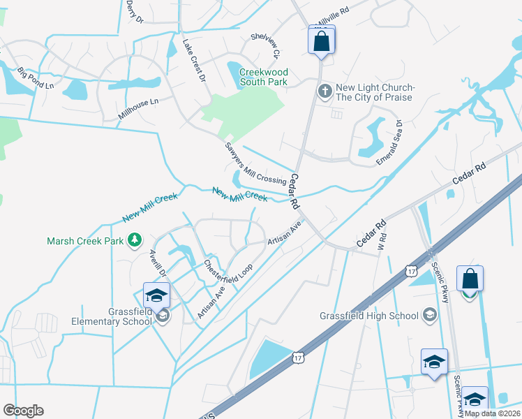 map of restaurants, bars, coffee shops, grocery stores, and more near 2208 Lanphier Circle in Chesapeake