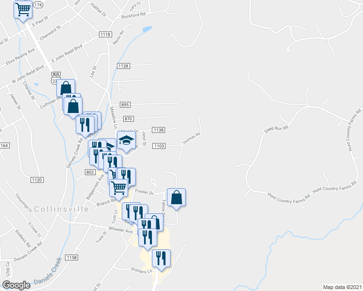 map of restaurants, bars, coffee shops, grocery stores, and more near 398 Thomas Rd in Collinsville