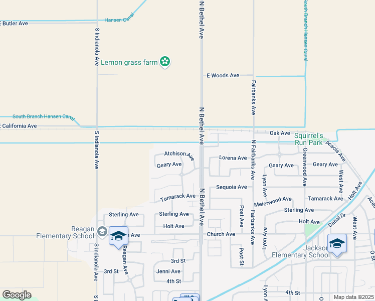 map of restaurants, bars, coffee shops, grocery stores, and more near 2684 Atchison Avenue in Sanger