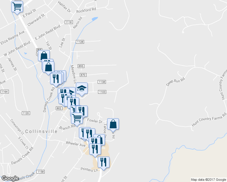 map of restaurants, bars, coffee shops, grocery stores, and more near 405 Oakland Drive in Collinsville