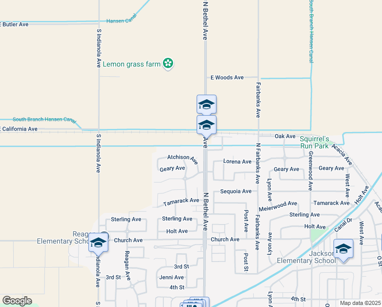 map of restaurants, bars, coffee shops, grocery stores, and more near 2684 Atchison Avenue in Sanger