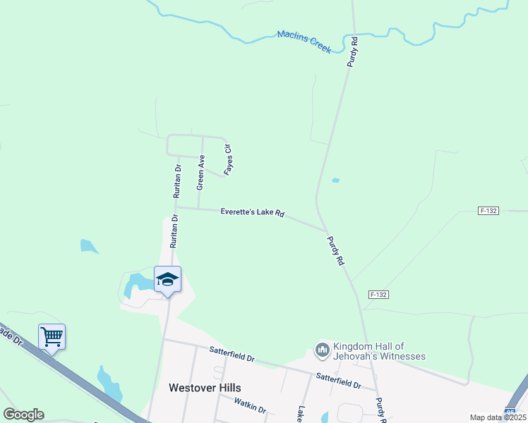 map of restaurants, bars, coffee shops, grocery stores, and more near Everette's Lake Road in Emporia