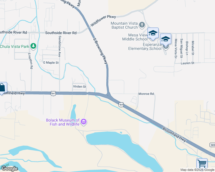 map of restaurants, bars, coffee shops, grocery stores, and more near 982 South Browning Parkway in Farmington