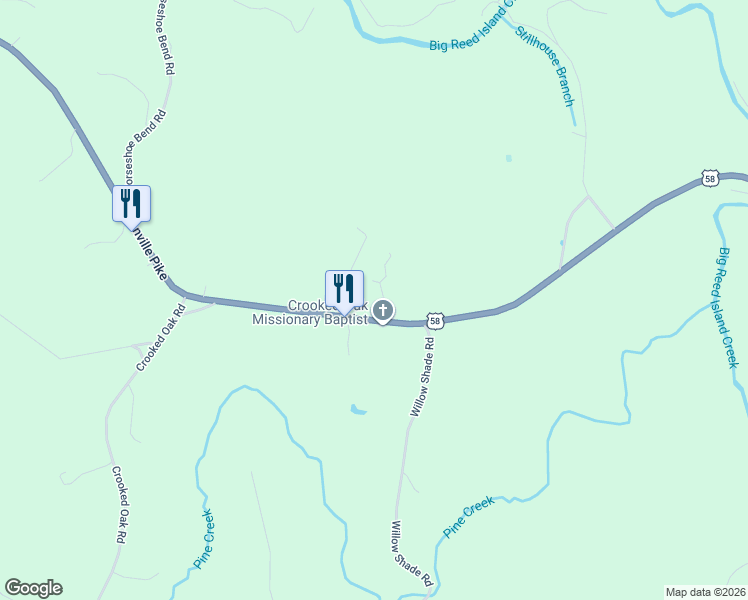 map of restaurants, bars, coffee shops, grocery stores, and more near Danville Pike in Hillsville
