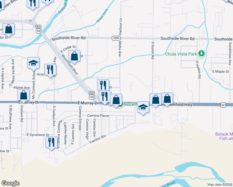 map of restaurants, bars, coffee shops, grocery stores, and more near 1050 Malta Avenue in Farmington