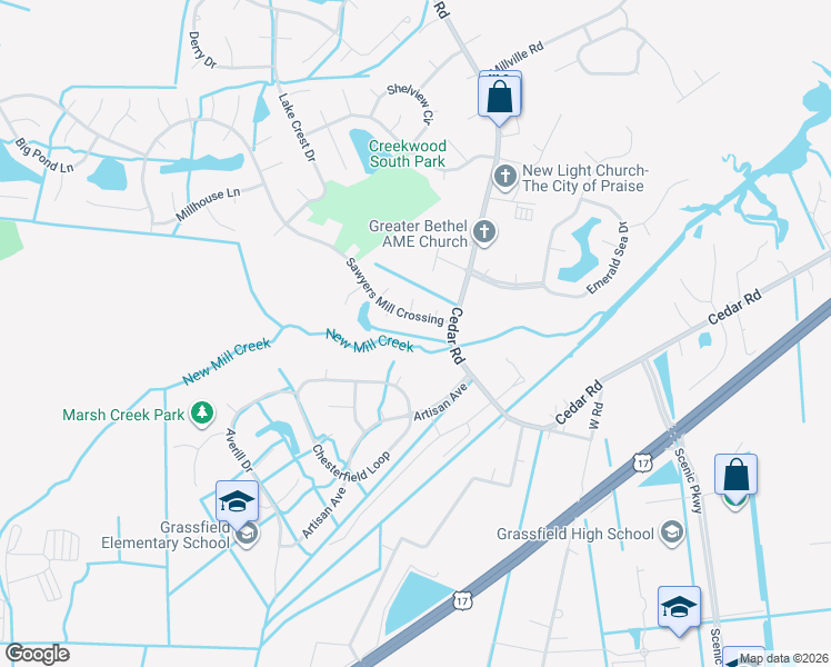 map of restaurants, bars, coffee shops, grocery stores, and more near 2208 Lanphier Circle in Chesapeake