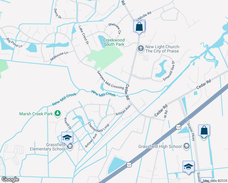 map of restaurants, bars, coffee shops, grocery stores, and more near 2208 Lanphier Circle in Chesapeake