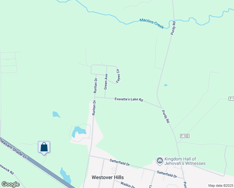 map of restaurants, bars, coffee shops, grocery stores, and more near 366 Everette's Lake Road in Emporia