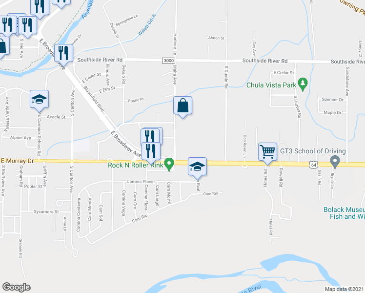 map of restaurants, bars, coffee shops, grocery stores, and more near 1050 Malta Avenue in Farmington