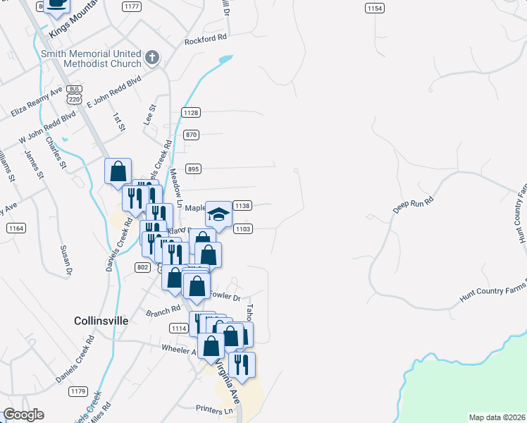map of restaurants, bars, coffee shops, grocery stores, and more near 405 Oakland Drive in Collinsville