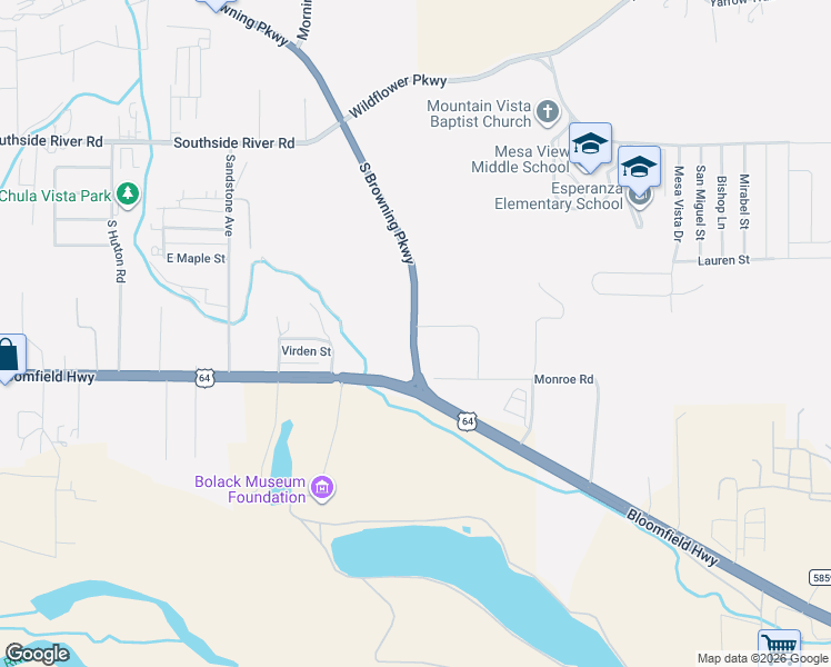 map of restaurants, bars, coffee shops, grocery stores, and more near 982-1070 South Browning Parkway in Farmington
