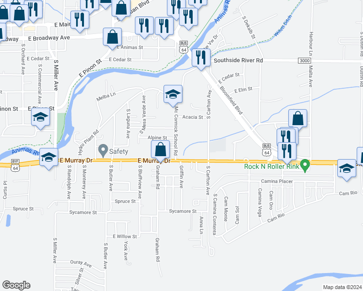 map of restaurants, bars, coffee shops, grocery stores, and more near 924 Mccormick School Road in Farmington
