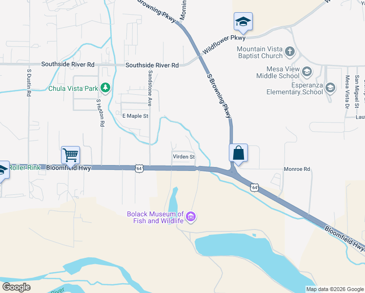 map of restaurants, bars, coffee shops, grocery stores, and more near 3800-3850 Virden St in Farmington