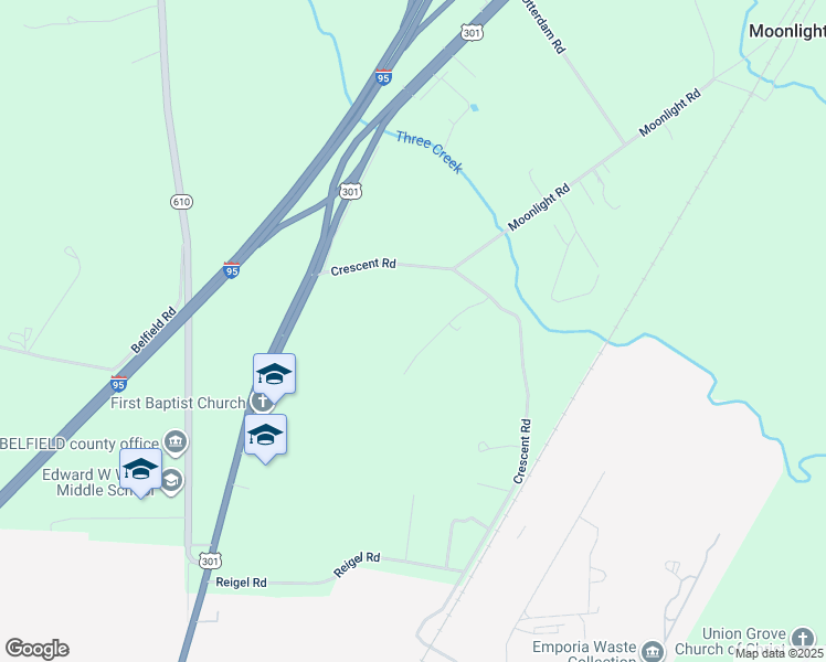 map of restaurants, bars, coffee shops, grocery stores, and more near Saunders Road in Emporia