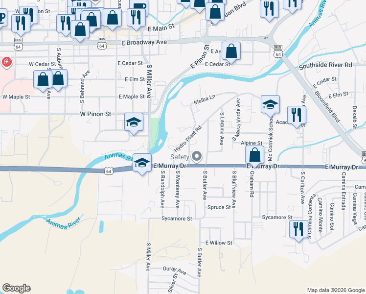 map of restaurants, bars, coffee shops, grocery stores, and more near 615 Melba Lane in Farmington