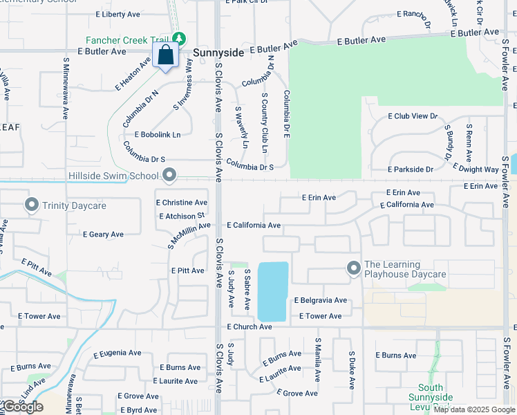 map of restaurants, bars, coffee shops, grocery stores, and more near 2152 South Preuss Avenue in Fresno