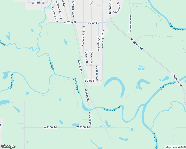 map of restaurants, bars, coffee shops, grocery stores, and more near 2222 Dewey Avenue in Bartlesville