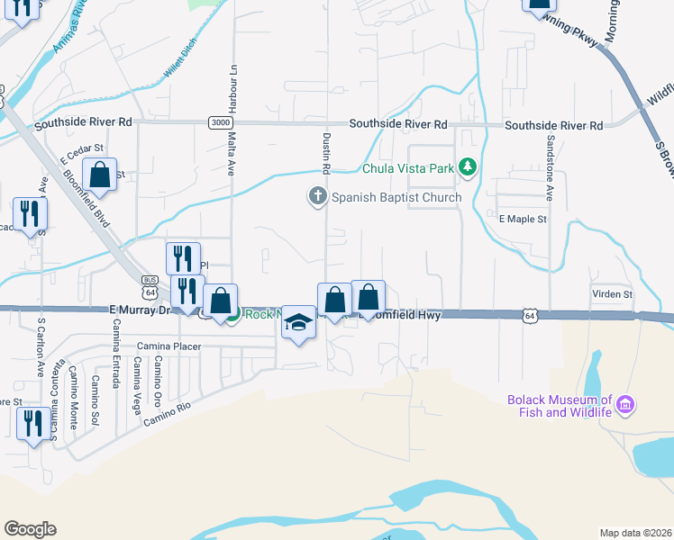 map of restaurants, bars, coffee shops, grocery stores, and more near 680 South Dustin Road in Farmington
