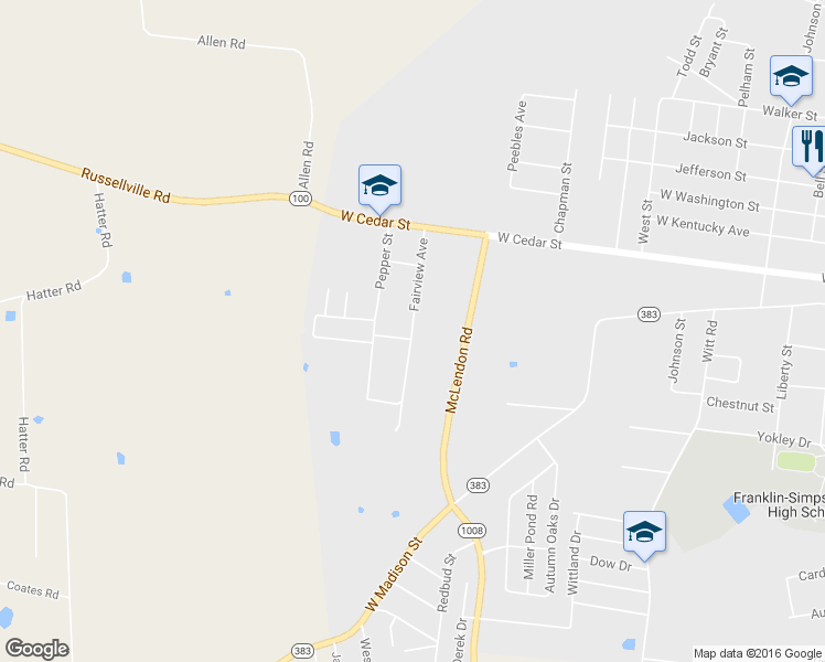 map of restaurants, bars, coffee shops, grocery stores, and more near 399 Fairview Avenue in Franklin