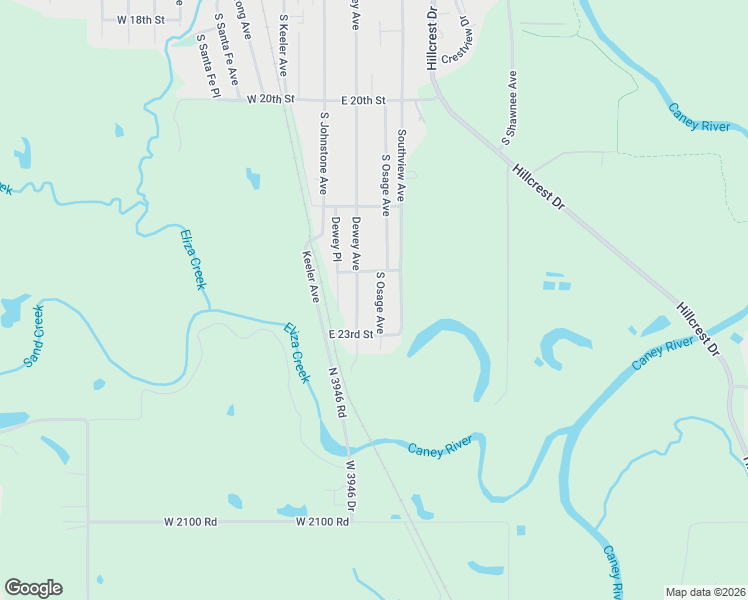 map of restaurants, bars, coffee shops, grocery stores, and more near 2222 Dewey Avenue in Bartlesville