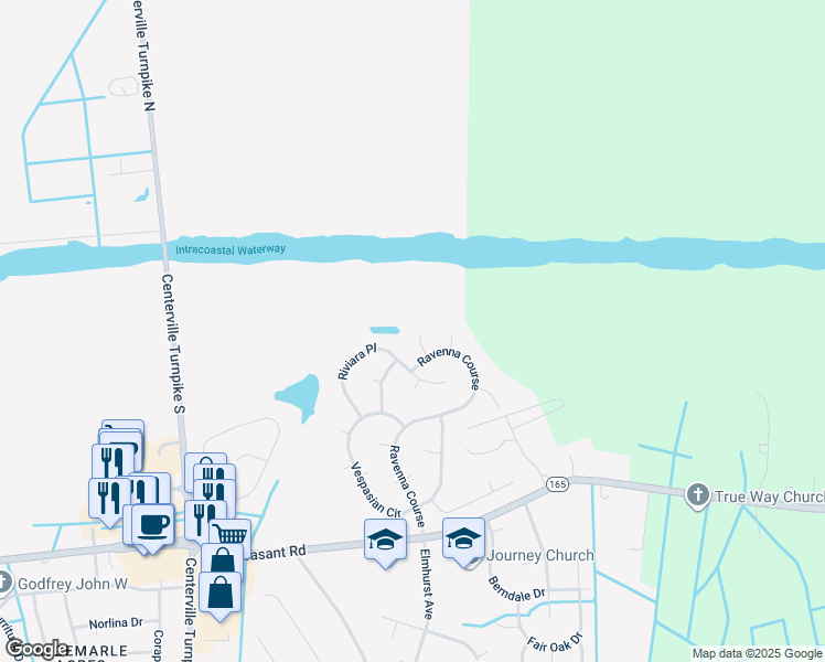 map of restaurants, bars, coffee shops, grocery stores, and more near 204 Genovese Reach in Chesapeake