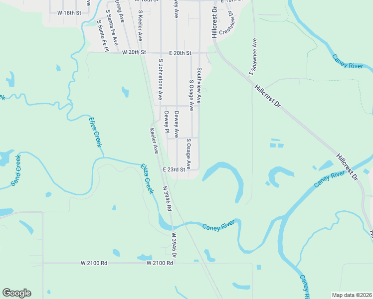 map of restaurants, bars, coffee shops, grocery stores, and more near 2222 Dewey Avenue in Bartlesville