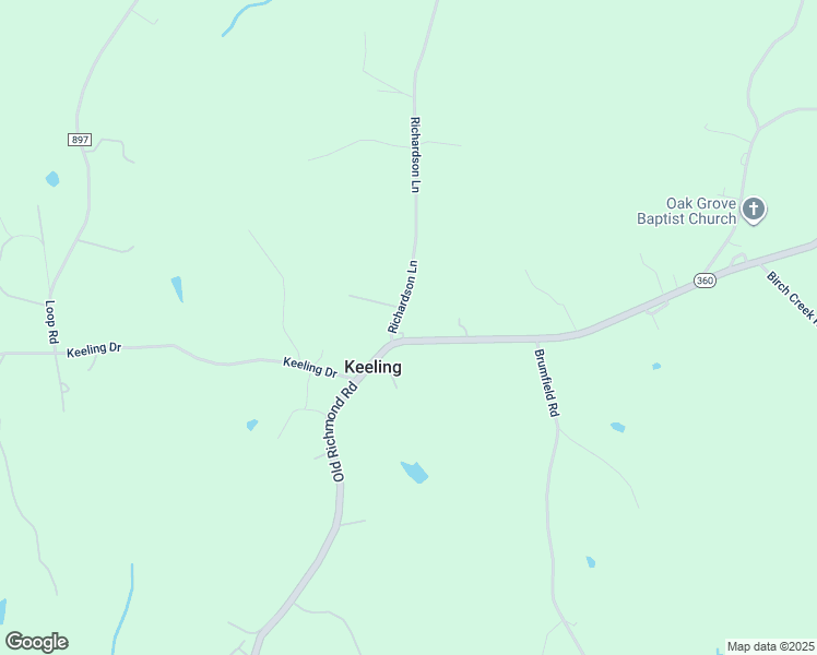 map of restaurants, bars, coffee shops, grocery stores, and more near 12621 Old Richmond Road in Keeling